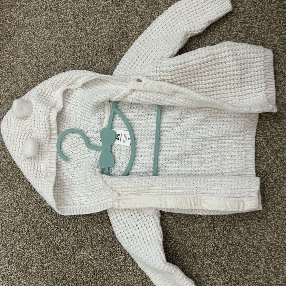 Carter's White Knit Baby Sweater with Hood
